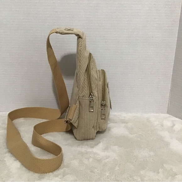Upcycled Small Cream Corduroy Sling Pack - Picture 2 of 7